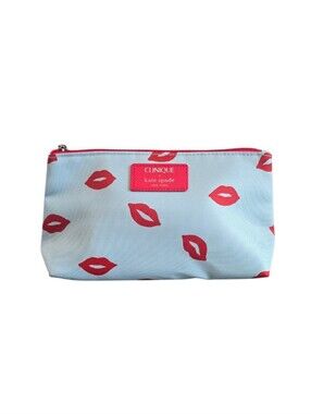 Kate Spade Clinique Collab Blue Red Lip Cosmetic Pouch